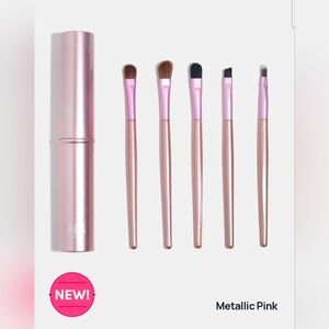 Metallic Pink 5-Piece Eye Brush Set with Travel Case BNIB